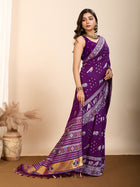 Pure Purple Silk Saree with Meena Kari Weaving and Rich Pallu Wedding Wear