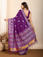 Pure Purple Silk Saree with Meena Kari Weaving and Rich Pallu Wedding Wear