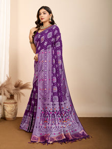 Pure Purple Silk Saree with Mina Kari Weaving Rich Pallu Traditional Bridal Festive Wear