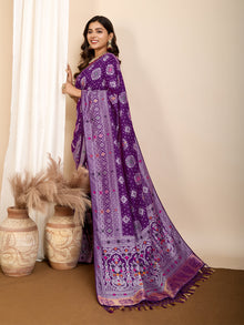 Pure Purple Silk Saree with Mina Kari Weaving Rich Pallu Traditional Bridal Festive Wear