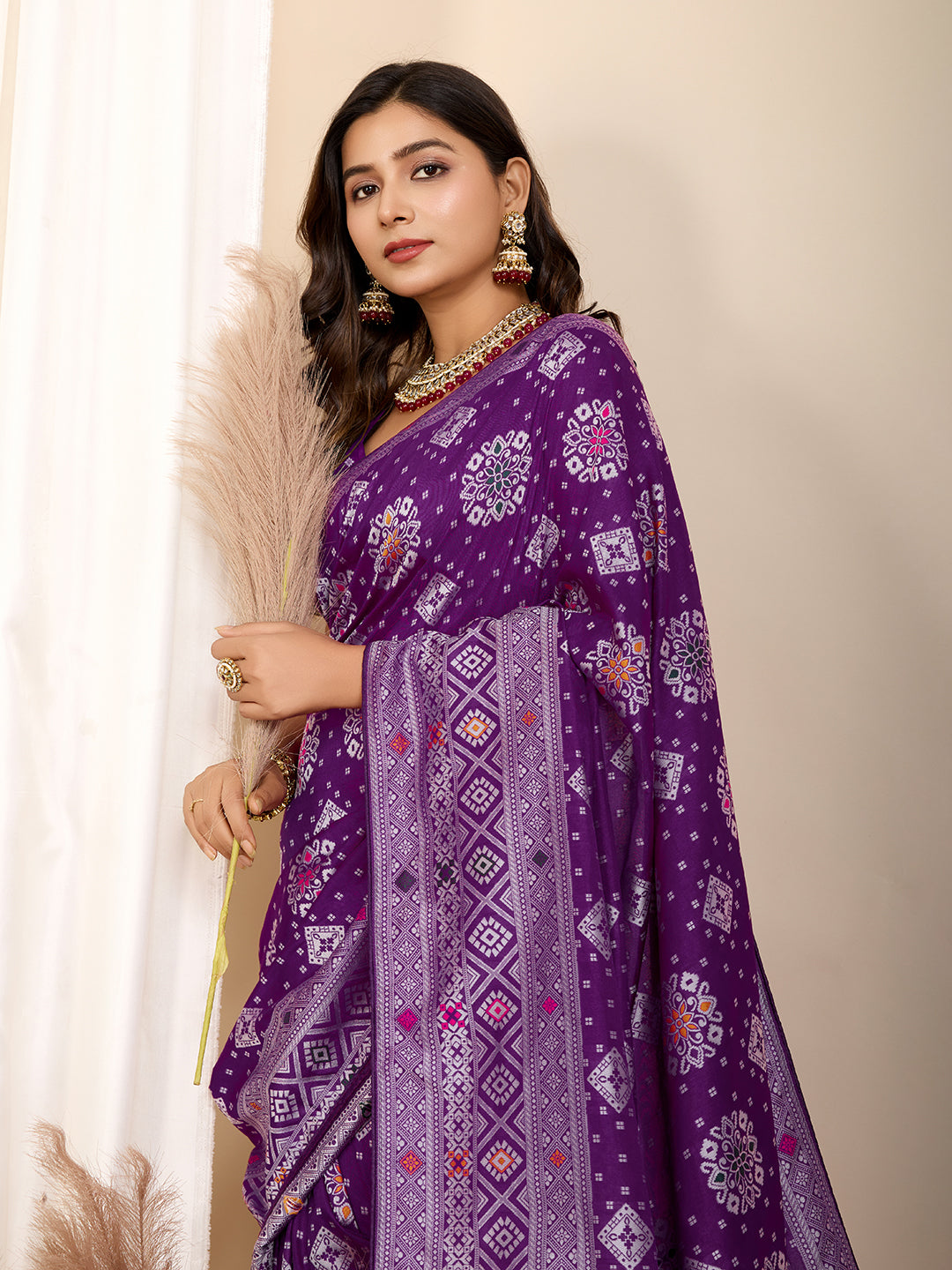 Pure Purple Silk Saree with Mina Kari Weaving Rich Pallu Traditional Bridal Festive Wear