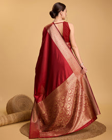 Pure Red Silk Saree with All Over Weaving & Rich Pallu Bridal Festive Collection