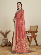 Red Semi Cotton Saree with Floral Weaving  Zari Border With Blouse