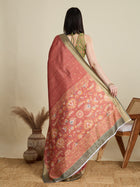Red Semi Cotton Saree with Floral Weaving  Zari Border With Blouse