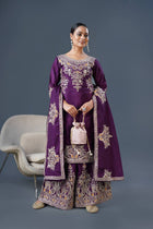 Regal Purple Embroidered Sharara Suit with Dupatta Bridal and Festive Wear