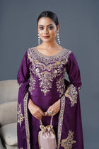 Regal Purple Embroidered Sharara Suit with Dupatta Bridal and Festive Wear