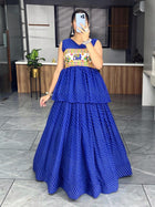Royal Blue Peplum Chaniya Choli with Kutchi Embroidery Navratri Festive Wear