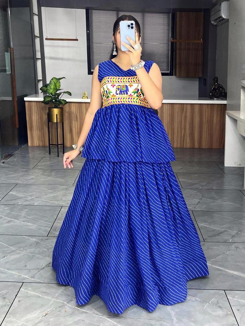 Royal Blue Peplum Chaniya Choli with Kutchi Embroidery Navratri Festive Wear