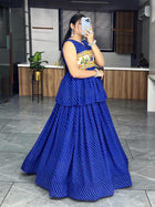 Royal Blue Peplum Chaniya Choli with Kutchi Embroidery Navratri Festive Wear