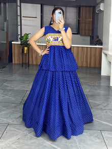Royal Blue Peplum Chaniya Choli with Kutchi Embroidery Navratri Festive Wear