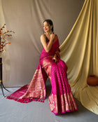 Soft Silk Chex Saree with Rich Zari Border & Pallu