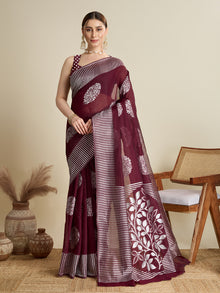 Soft Silk Weaving Saree with Rich Lining Border, Butti Blouse & Grand Pallu Wedding Festive Look