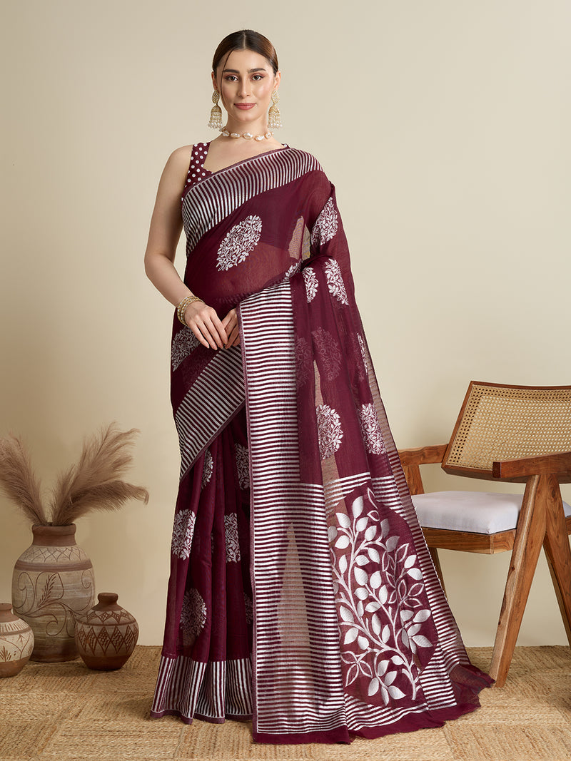 Soft Silk Weaving Saree with Rich Lining Border, Butti Blouse & Grand Pallu Wedding Festive Look