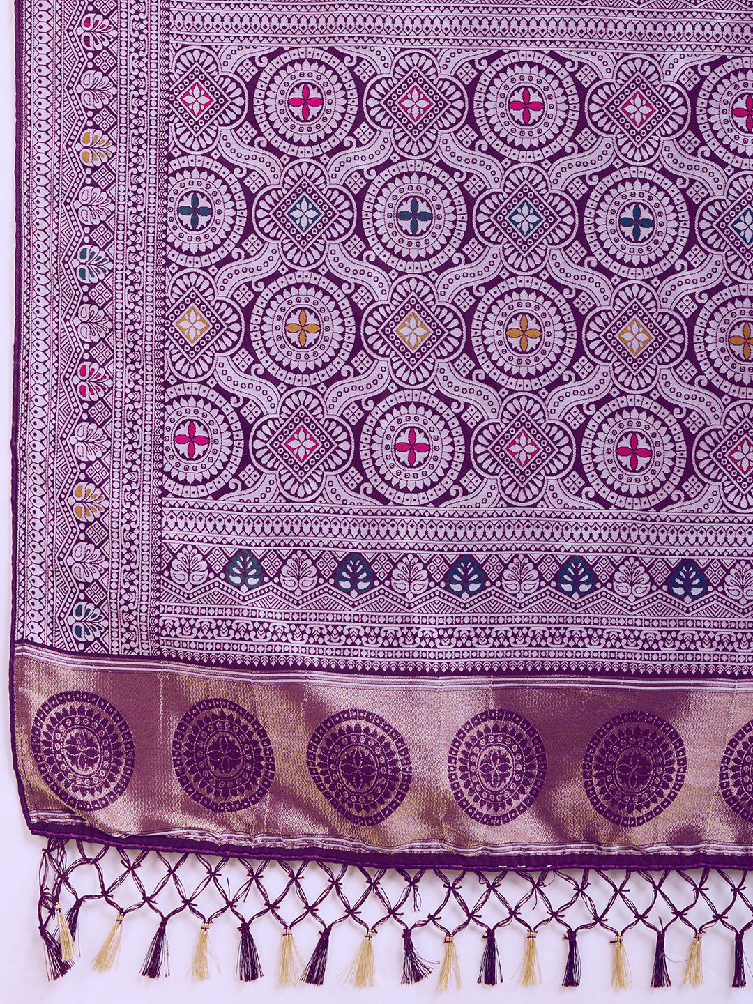 Pure Purple Silk Saree with Mina Kari Weaving And Rich Pallu Traditional and Festive Elegance