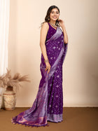 Pure Purple Silk Saree with Mina Kari Weaving And Rich Pallu Traditional and Festive Elegance