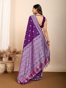 Pure Purple Silk Saree with Mina Kari Weaving And Rich Pallu Traditional and Festive Elegance