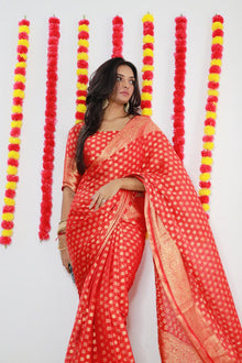 stunning-red-banarasi-silk-saree-with-golden-zari butta–perfect-for-festivals