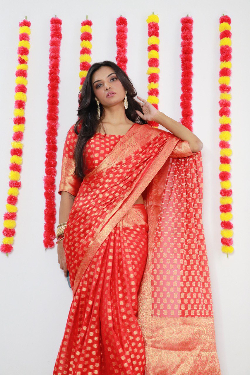 stunning-red-banarasi-silk-saree-with-golden-zari butta–perfect-for-festivals