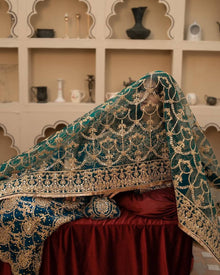 Teal Blue Heavy Embroidered Straight Suit with Dupatta for Wedding