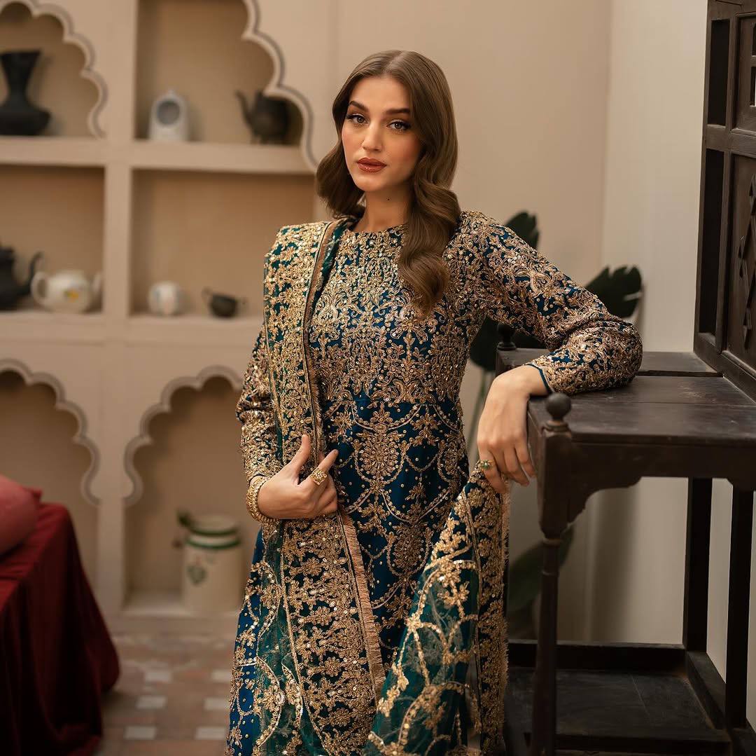 Teal Blue Heavy Embroidered Straight Suit with Dupatta for Wedding
