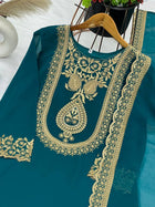 Teal Green Embroidered Sharara Suit with Dupatta Party and Festive Wear for Women