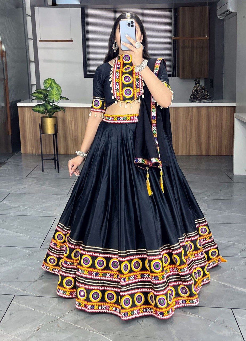 Traditional Black Mirror Work Lehenga Choli for Navratri and Festive Garba Nights
