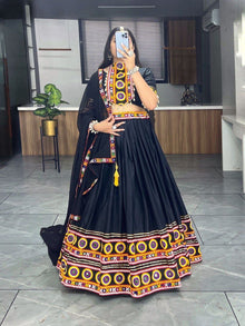 Traditional Black Mirror Work Lehenga Choli for Navratri and Festive Garba Nights
