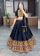 Traditional Black Mirror Work Lehenga Choli for Navratri and Festive Garba Nights