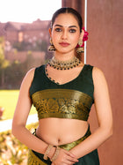 Pure Green Silk Saree with Rich Pallu & All Over Weaving Wedding Festive Wear