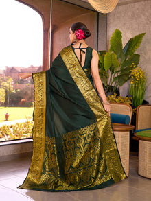 Pure Green Silk Saree with Rich Pallu & All Over Weaving Wedding Festive Wear