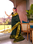 Pure Green Silk Saree with Rich Pallu & All Over Weaving Wedding Festive Wear