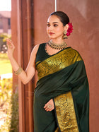 Pure Green Silk Saree with Rich Pallu & All Over Weaving Wedding Festive Wear