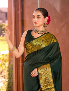 Pure Green Silk Saree with Rich Pallu & All Over Weaving Wedding Festive Wear