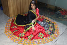 Traditional Red and Black Navratri Lehenga Choli with Kutchi Embroidery and PomPom Dupatta