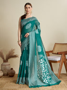Turquoise Blue Soft Silk Saree with Zari Lining Border & Butti Blouse  Elegant Festive