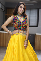 Vibrant Yellow Lehenga Choli with Traditional Kutchi Embroidered Blouse for Navratri