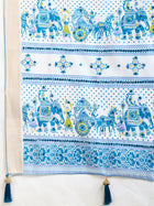 White Light Blue Semi Cotton Saree with Table Print and Handwork Matching Blouse
