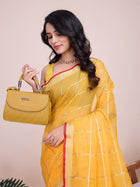 Yellow Kota Doriya Soft Silk Saree Semi Cotton Wedding Saree for Haldi and  Festive Occasions