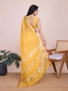 Yellow Kota Doriya Soft Silk Saree Semi Cotton Wedding Saree for Haldi and  Festive Occasions