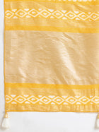 Yellow Semi Cotton Saree with Printed Design and Jari Pallu  Includes Blouse Piece