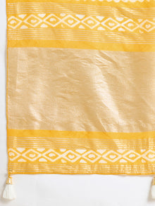 Yellow Semi Cotton Saree with Printed Design and Jari Pallu  Includes Blouse Piece